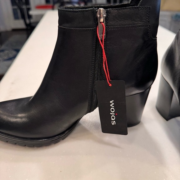 Wojas Women’s Black Leather Ankle Boots Size Zip 2” Heel Sz US 8.5 EU 39 - Picture 8 of 12